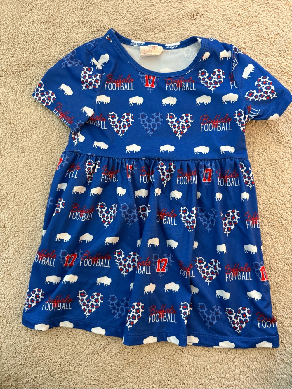 ALO Yoga Royal Blue Buffalo Heart Football Print Girls' Dress